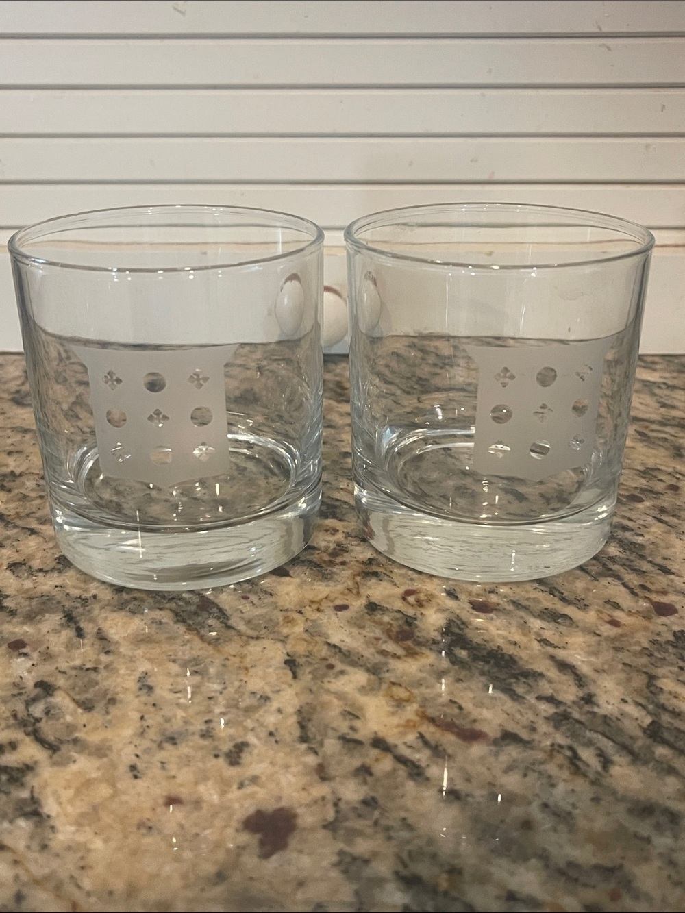 MCM Etched Scotch Whiskey Glasses x2